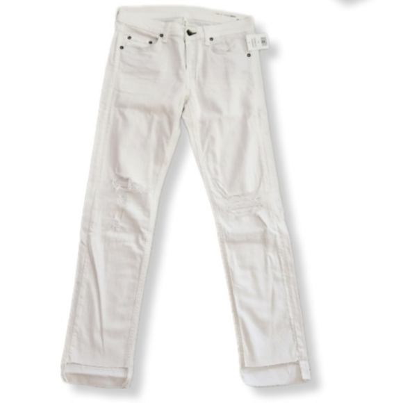 Rag & Bone Jeans Dre Capri Distressed Stretchy Raw Hem White Size 26 $250 W-676 - Picture 2 of 12